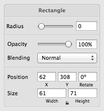 インスペクタ（の一部）
