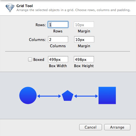 グリッドで整列の設定画面